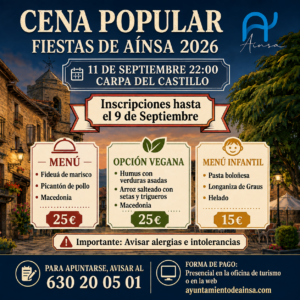 Cena popular Fiestas de Aínsa 2026